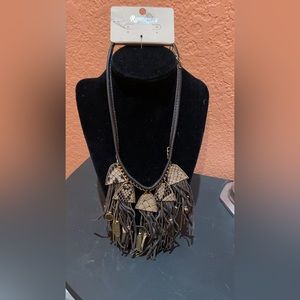 New brown leather necklace. Beautiful piece.